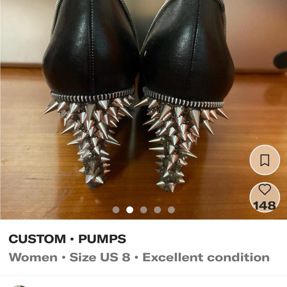 Custom Black Spiked Pumps - Picture 2 of 5